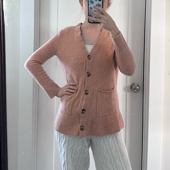 Madewell Donegal Maysfield Cardigan Sweater Peach 100% Merino Wool Size XS - Picture 7 of 8